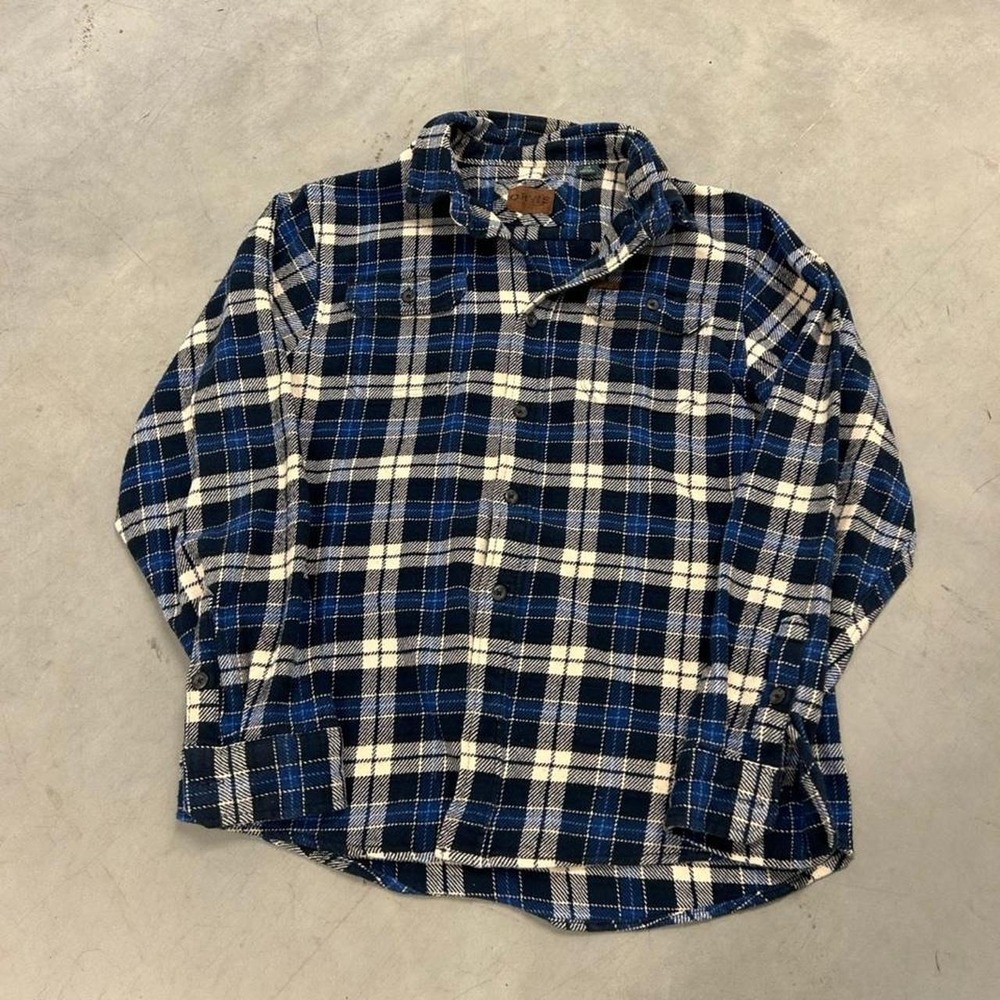 Vintage Orvis blue and white flannel shirt